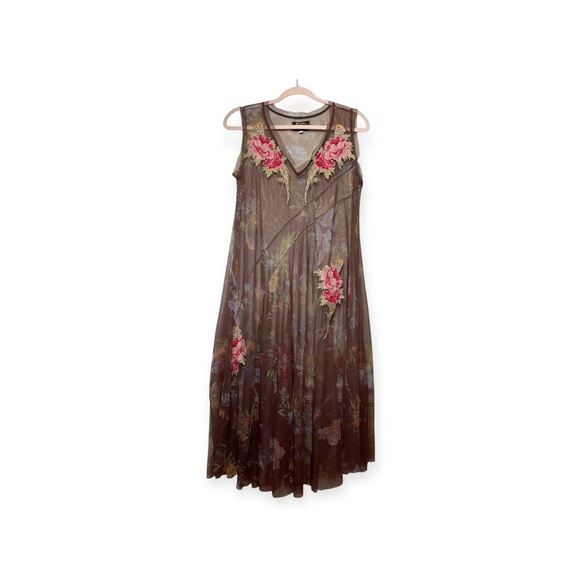 Johnny Was Dresses & Skirts - Women’s Johnny Was Biya sheer, embroidered, sleeveless mix dress, size large